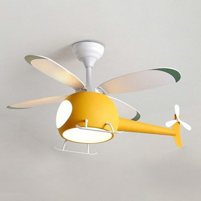 2-Light Semi Flush Mount Lamp Fixture Kids Style Airplane Shape Metal Third Gear Light Ceiling Lighting