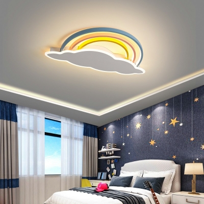 4-light Flush Mount Lantern Kids Style Rainbow Shape Metal Ceiling Mounted Fixture