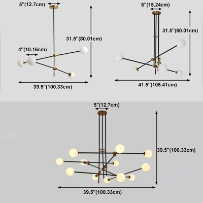 6-Light Chandelier Lighting Fixture Minimalist Style Ball Shape Metal Hanging Lamps