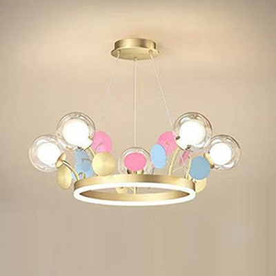 7-Light Chandelier Lighting Contemporary Style Circle Shape Metal Third Gear Light Hanging Lamp