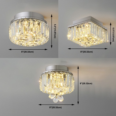 Clear Flush Ceiling Light Fixtures Round Shade Simplicity Style Crystal Flush Mount Lamp for Living Room