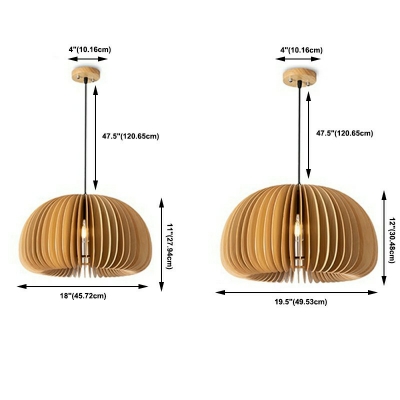 Contemporary Drop Pendant Wood Material Suspension Pendant for Living Room