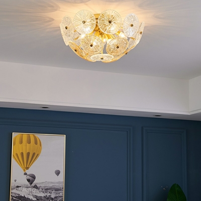 Contemporary Flush Ceiling Light 8 Light Glass Ceiling Light for Living Room