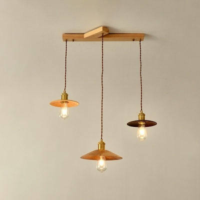 Contemporary Hanging Light Kit Wood Suspension Pendant Light for Dining Room