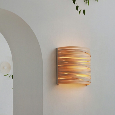 Creative Wood LED Wall Sconce Light Japanese Style Creative Wall Lamp for Bedside