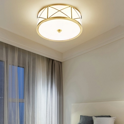 Flush Mount Ceiling Fixture Round Shade Modern Style Glass Led Flush Light for Living Room