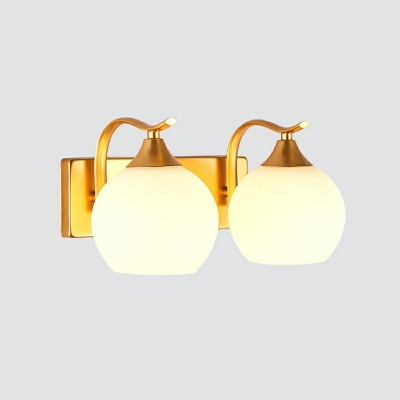 Globe Sconce Light Fixture Modern Style Metal 2 Lights Wall Lighting Fixtures in Gold