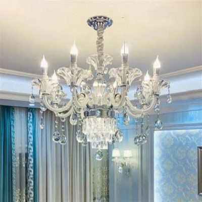 Hanging Ceiling Light Candle Shade Modern Style Crystal Hanging Lamp Kit for Living Room