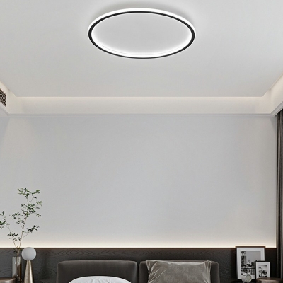 Metal Round Flush Mount Ceiling Light Modern Style 1-Light Flushmount in White
