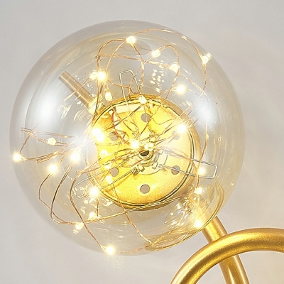Modern Style Globe Sconce Light Fixture Metal 2 Lights Wall Lighting in Gold