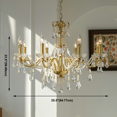 Pendant Light Fixture Candle Shade Modern Style Crystal Suspension Light for Living Room