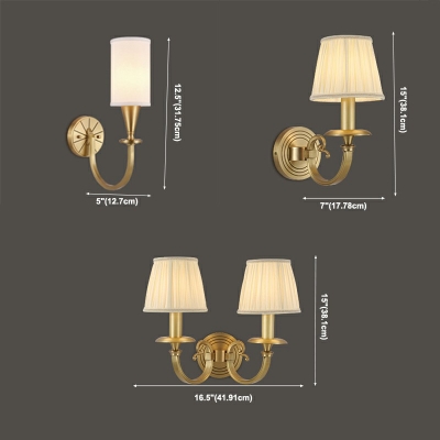 Wall Mounted Lamps Fabric Shade Flush Mount Wall Sconce for Bedroom
