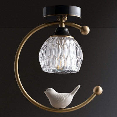 1-Light Flush Mount Ceiling Light Contemporary Style Globe Shape Metal Ceiling Light Fixtures