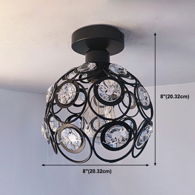 1-Light Flush Mount Light Modernist Style Globe Shape Metal Ceiling Mounted Fixture