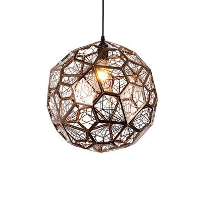 1-Light Hanging Pendant Lights Fixtures Minimalism Style Globe Shape Metal Suspension Lamp