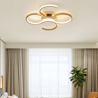 2-Light Flush Mount Ceiling Light Contemporary Style Geometric Shape Metal Ceiling Mounted Fixture