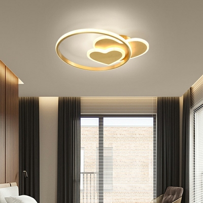 3-Light Flush Mount Lighting Kids Style Round Shape Metal Remote Control Stepless Dimming Ceiling Mounted Fixture
