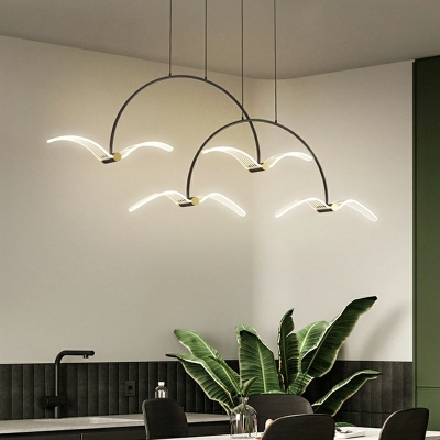 4-Light Island Ceiling Light Minimalism Style Arched Shape Metal Chandelier Lights
