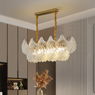 8-Light Island Lighting Modernist Style Shell Shape Glass Hanging Light Fixtures