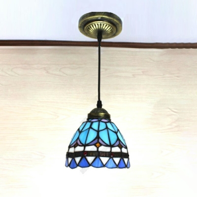 Blue Dome Pendant Lights Tiffany Style Blue Glass 1 Light Pendant Lighting