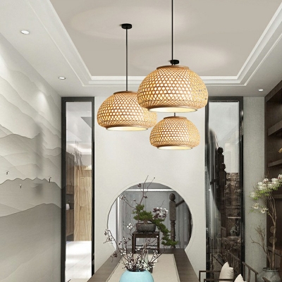 Half-Circle Shade Ceiling Pendant Light Modern Style Vine 1 Light Ceiling Pendant Lamp in Brown