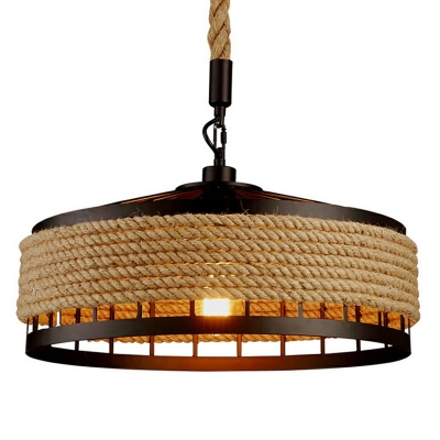 Industrial Pendant Hand-Wrapped Rope Light Suspension Pendant Light for Living Room Cafe