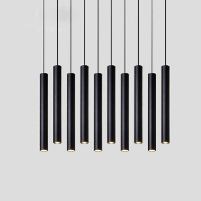 Metal Cylindrical Down Lighting Pendant Modern Style 1-Light Hanging Ceiling Light in Black