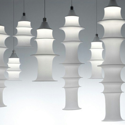 Modern Style Bamboo Pendant Light Silk 1-Light Pendant Lighting in White