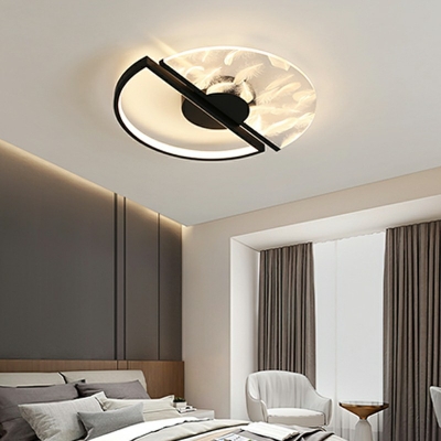Modern Style Circular Flush Mount Lamp Metal 2-Lights Flush Mount Light in Gold