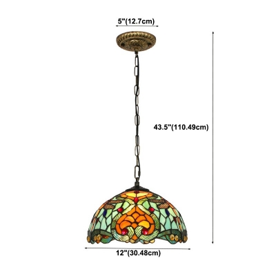 Stained Glass Dragonfly Ceiling Pendant Light Tiffany Style 1 Light Ceiling Pendant Lamp in Green
