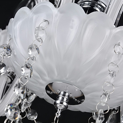 White With Clear Glass Balls Chandelier Lamp European Style Beveled Crystal 8 Lights Chandelier Light Fixture