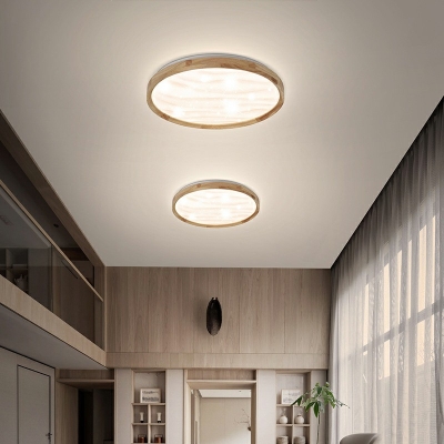 Wood Round  Flush Mount Ceiling Light LED Ceiling Lighting for Bedroom