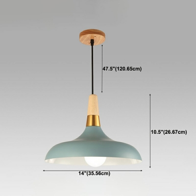 1-Light Hanging Light Kit Minimalism Style Cone Shape Wood Suspension Lamp
