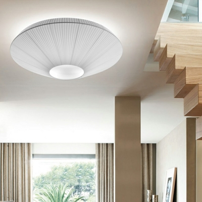 3-Light Flush Mount Lamp Traditional Style Warehouse Shape Fabric Ceiling Light Fixtures