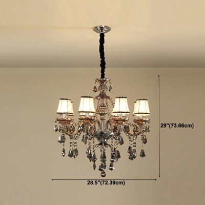 8 Lights Glass-Coated Curved Arm Chandelier Light European Style Crystal Chandelier Light in Brown