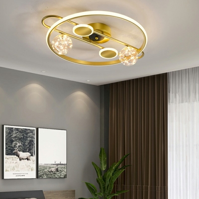 Gold Round Flush Mount Ceiling Light Modern Style Metal 3 Lights Flush Mount Lighting Fixture