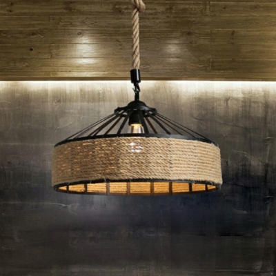 Industrial Pendant Light Hand-Wrapped Rope Suspension Pendant Light for Living Room Cafe