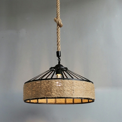 Industrial Pendant Light Hand-Wrapped Rope Suspension Pendant Light for Living Room Cafe