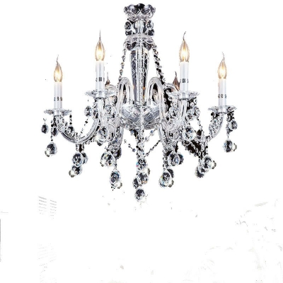 K9 Crystal With Clear Rounded Crystal Accents Chandelier Light European Style 8-Lights Chandelier Lights in White