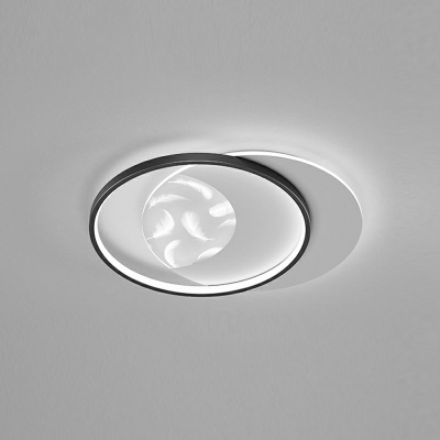 Metal Circle Flush Light Fixtures Modern Style 2 Lights Flush Mount in Black
