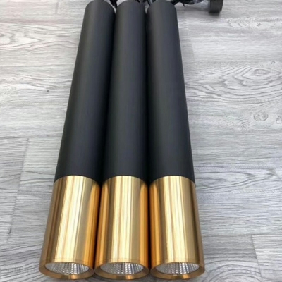 Metal Cylinder Down Lighting Pendant Modern Style 1-Light Hanging Ceiling Light in Gold