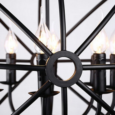 Metal Orbit Chandelier Lighting Fixtures Modern Style 6 Lights Chandelier Light Fixtures in Black