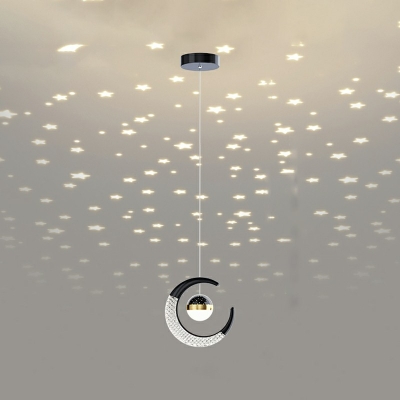 Nordic Ring-Shaped Hanging Pendant Lights Metal and Acrylic Down Lighting Pendant