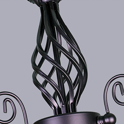 Scrolled Arm Chandelier Lamp Modern Style Metal 8-Lights Chandelier Pendant Light in Black