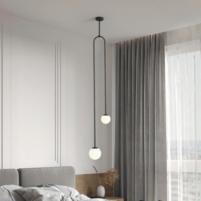 2-Light Chandelier Lighting Modern Style Globe Metal Hanging Light Fixture