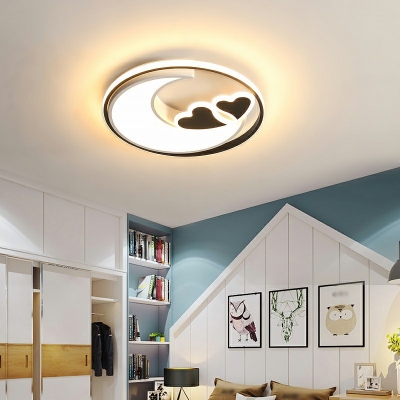 4-Light Flush Mount Lighting Kids Style Moon Shape Metal Ceiling Mounted Fixture