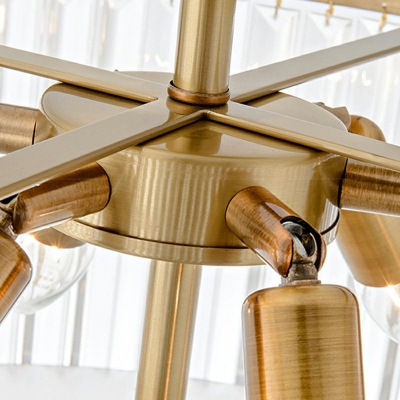 4-Light Semi Flush Pendant Light Traditional Style Drum Shape Metal Ceiling Mounted Fixture