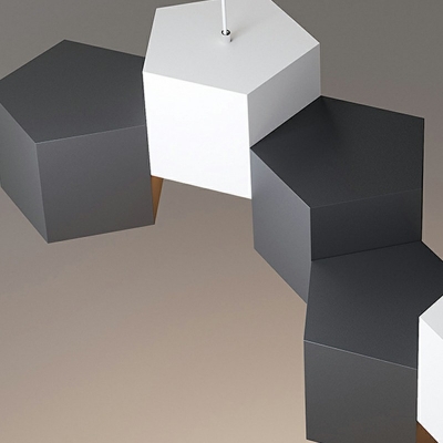 5-Light Island Lamp Fixture Minimal Style Square Shape Metal Third Gear Light Pendant Lighting