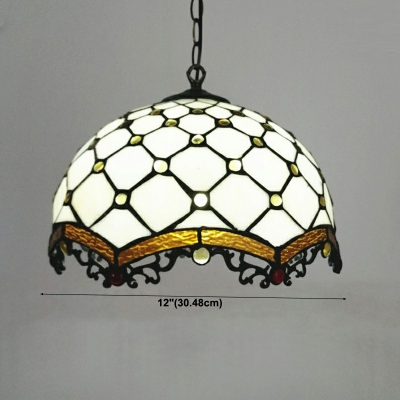Bell Pendant Lamp Tiffany Style Stained Glass 1 Light Pendant Ceiling Lights in Green