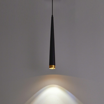 Black Tapered Hanging Pendant Lights Modern Style Metal 1-Light Hanging Light Fixtures